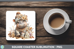 GorgeousSafari Knit Hat Square Coaster design.
