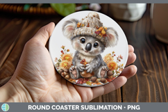 GorgeousSafari Knit Hat Round Coaster design.