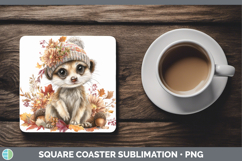 GorgeousSafari Knit Hat Square Coaster design.