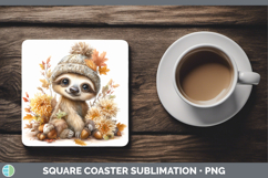 GorgeousSafari Knit Hat Square Coaster design.