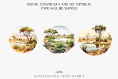 Safari Landscape Savanna Nature Trees Lake Plants Clipart Image Watercolor Transparent Print invitation t-shirt designs sublimation kids printable digital