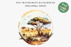 Safari Landscape Savanna Nature Trees Lake Plants Clipart Image Watercolor Transparent Print invitation t-shirt designs sublimation kids printable digital watercolor african landscape, Safari Animals clipart, Savanna Nature, Trees Lake, Plants drawing