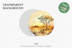 Safari Landscape Savanna Nature Trees Lake Plants Clipart Image Watercolor Transparent Print invitation t-shirt designs sublimation kids printable digital