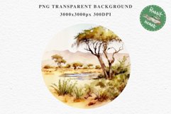 Safari Landscape Savanna Nature Trees Lake Plants Clipart Image Watercolor Transparent Print invitation t-shirt designs sublimation kids printable digital watercolor african landscape, Safari Animals clipart, Savanna Nature, Trees Lake, Plants drawing