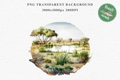 Safari Landscape Savanna Nature Trees Lake Plants Clipart Image Watercolor Transparent Print invitation t-shirt designs sublimation kids printable digital watercolor african landscape, Safari Animals clipart, Savanna Nature, Trees Lake, Plants drawing