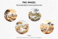Safari Landscape Savanna Nature Trees Lake Plants Clipart Image Watercolor Transparent Print invitation t-shirt designs sublimation kids printable digital