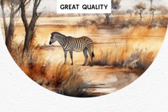 Safari Landscape Savanna Nature Trees Lake Plants Clipart Image Watercolor Transparent Print invitation t-shirt designs sublimation kids printable digital