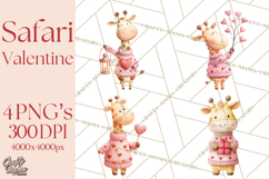 Valentine Safari Animal Clipart PNG, Watercolor Elephant Png Product Image 1