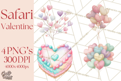 Valentine Safari Animal Clipart PNG, Watercolor Elephant Png Product Image 1