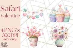 Valentine Safari Animal Clipart PNG, Watercolor Elephant Png Product Image 1