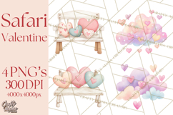 Valentine Safari Animal Clipart PNG, Watercolor Elephant Png Product Image 1