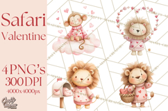 Valentine Safari Animal Clipart PNG, Watercolor Elephant Png Product Image 1