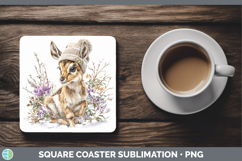 GorgeousSafari Winter Knit Hat Square Coaster design.