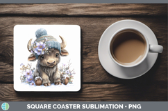 GorgeousSafari Winter Knit Hat Square Coaster design.