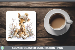 GorgeousSafari Winter Knit Hat Square Coaster design.