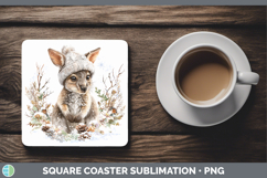 GorgeousSafari Winter Knit Hat Square Coaster design.