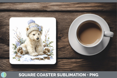 GorgeousSafari Winter Knit Hat Square Coaster design.