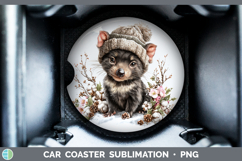 GorgeousSafari Winter Knit Hat Car Coaster design.