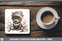 GorgeousSafari Winter Knit Hat Square Coaster design.