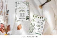 Sage Green Baby Shower Invitation Canva Editable Template Product Image 2