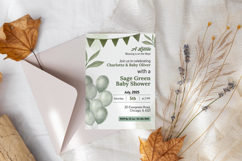 Sage Green Baby Shower Invitation Canva Editable Template Product Image 3