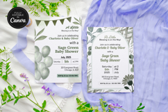 Sage Green Baby Shower Invitation Canva Editable Template Product Image 1