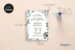Sage Green Baby Shower Invitation Canva Editable Template Product Image 6