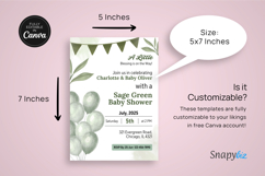 Sage Green Baby Shower Invitation Canva Editable Template Product Image 8