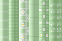 Sage green daisy gingham seamless pattern png Digital paper Product Image 4