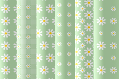 Sage green daisy seamless pattern png Retro digital paper Product Image 4