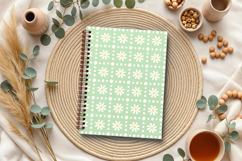 Sage green daisy seamless pattern png Retro digital paper Product Image 5