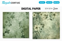 Sage Green Floral Seamless Digital Paper Product Image 1