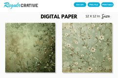 Sage Green Floral Seamless Digital Paper Product Image 1