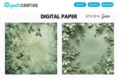 Sage Green Floral Seamless Digital Paper Product Image 1