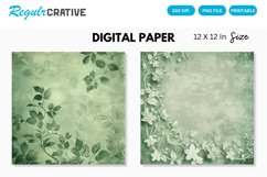 Sage Green Floral Seamless Digital Paper Product Image 1