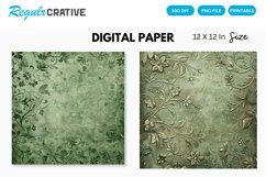 Sage Green Floral Seamless Digital Paper Product Image 1