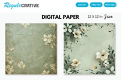Sage Green Floral Seamless Digital Paper Product Image 1