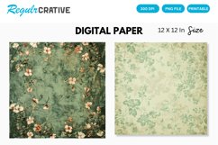Sage Green Floral Seamless Digital Paper Product Image 1