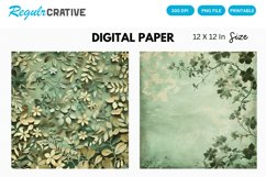 Sage Green Floral Seamless Digital Paper Product Image 1