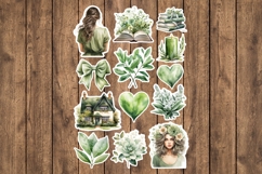 Sage Green Floral Printable Stickers - PNG Sticker Sheet