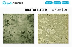 Sage Green Floral Seamless Digital Paper Product Image 1