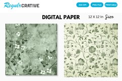 Sage Green Floral Seamless Digital Paper Product Image 1