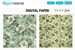 Sage Green Floral Seamless Digital Paper Product Image 1