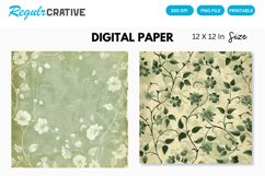 Sage Green Floral Seamless Digital Paper Product Image 1
