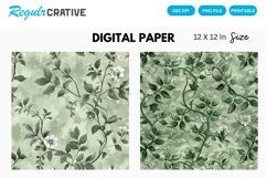 Sage Green Floral Seamless Digital Paper Product Image 1