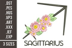 Sagittarius Floral Zodiac Sign | Embroidery Design Product Image 1
