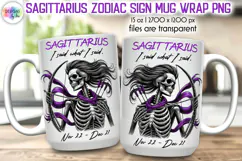 Snarky Skeleton Zodiac Sign Mug Wrap, Sagittarius Zodiac Mug Product Image 1