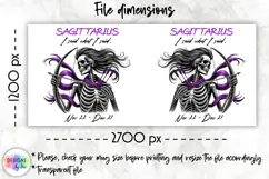 Snarky Skeleton Zodiac Sign Mug Wrap, Sagittarius Zodiac Mug Product Image 2