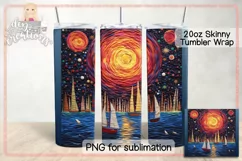 3D Paper Quill Sail Boats - Tumbler Wrap for Sublimation Product Image 1