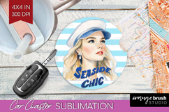 Sailor Girl Nautical Car Coaster Sea Quotes Coaster PNG Product Image 1